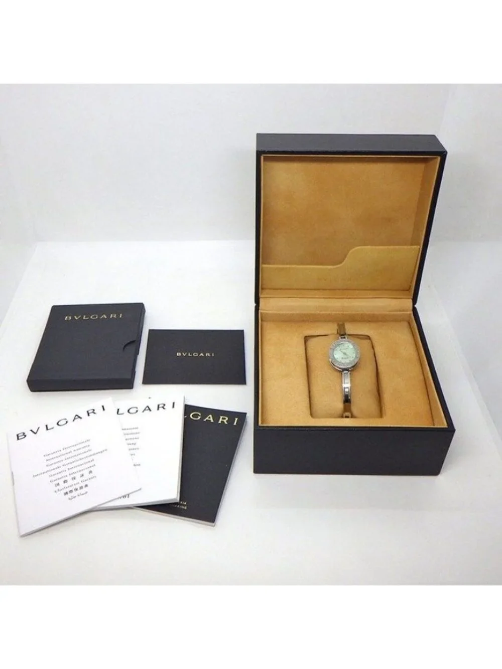 Bvlgari Watch Bangle Green Mother of Pearl Dial SS Quartz Analog